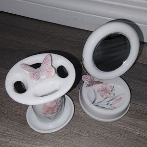 Set of 2 Made in Japan Vintage Porcelain Vanity Set